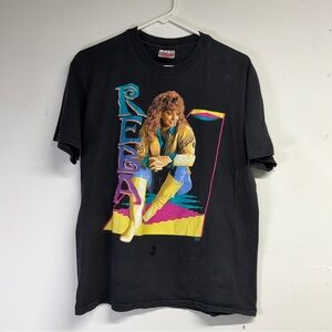 Vintage 1992 Reba McEntire Size Large Country Music Black T-Shirt Faded Flaws